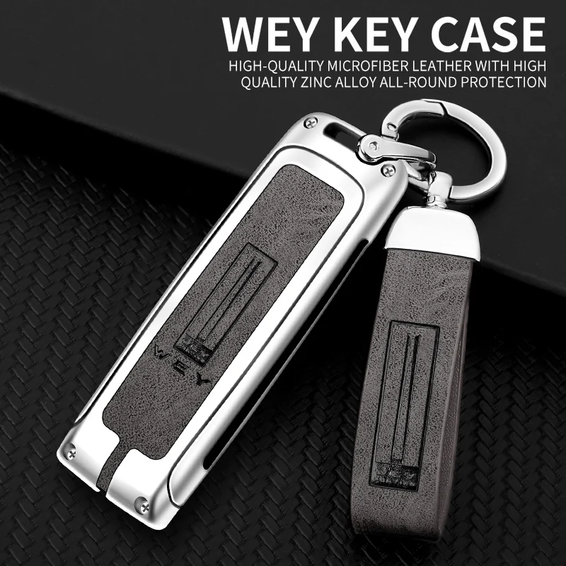 

Zinc Alloy Leather Car Intelligent Control Key Case Shell Holder Protector For Great Wall Wey Auto Keychain Interior Accessories