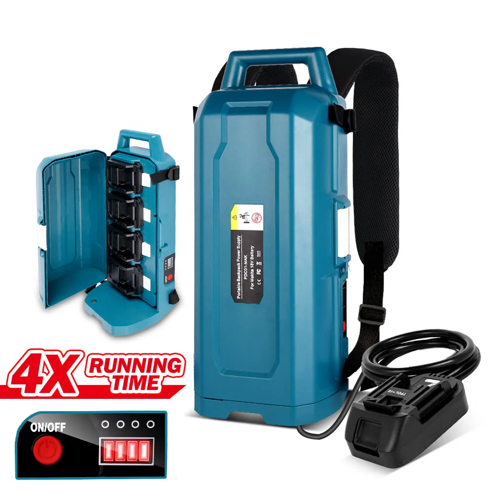 Enlarge Portable Backpack Power Supply For 4xLithium-Ion Batteries For Makita 18v Battery Battery Storage Power Tools