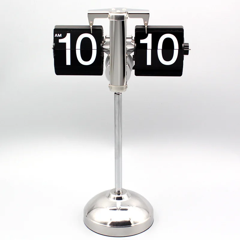 

Retro Auto Flip Clock Vintage Page Digital Scale Table Stainless Steel Flap Clocks Adjustable Stand Desk Flip Watch Decoration