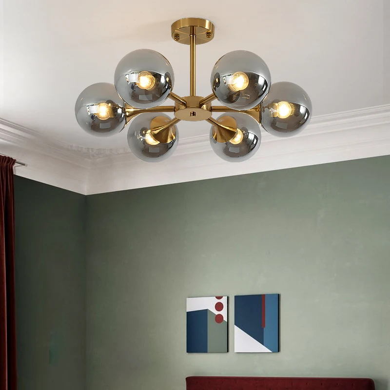 

Light Luxury Living Room Chandelier Package Postmodern Glass Minimalist Crystal Hall Lamp Nordic Restaurant Molecular Lamps