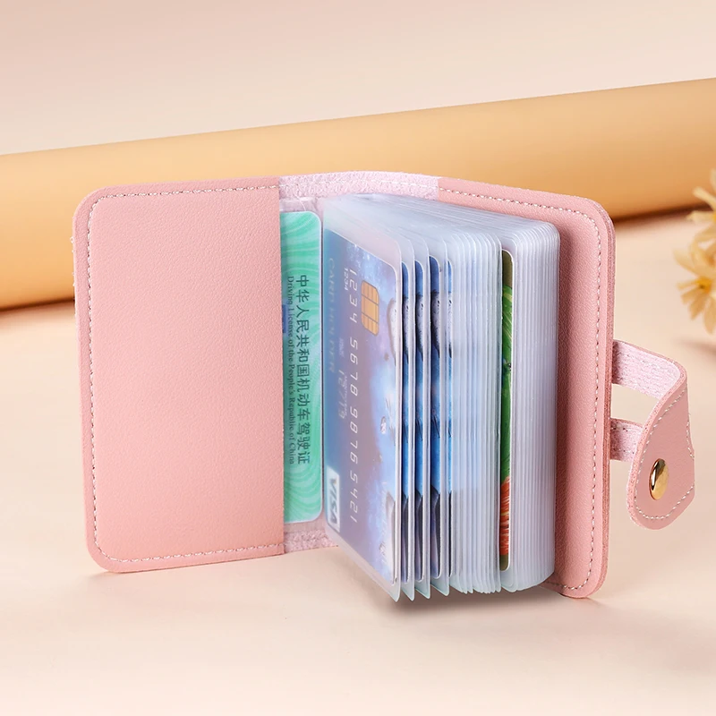

New Leather Function 24 Bits Card Case Business Card Holder Men Women Credit Passport Card Bag ID Passport Card Wallet 6 Colors