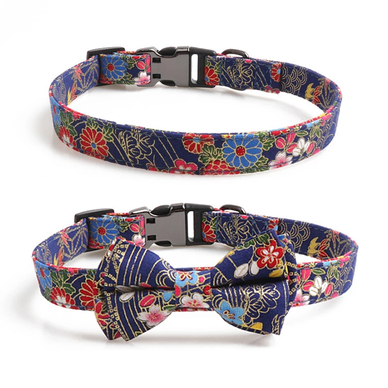 

National Style Dog Collars for Small Medium Large Dogs Bow Tie Semimetal Buckle Adjustable Pets Corgi Pitbull Collar Supplies
