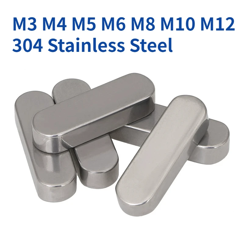 

M3 M4 M5 M6 M8 M10 M12 304 Stainless Steel Parallel Keys Pin GB1096 A Type Square Rectangular Keys Dowel Drive Shaft Round Ends