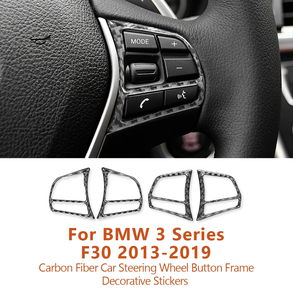 

For BMW 3 Series F30 4 Series F36 2013-2019 Carbon Fiber Car Steering Wheel Button Frame Decorative Stickers Inter Accessories