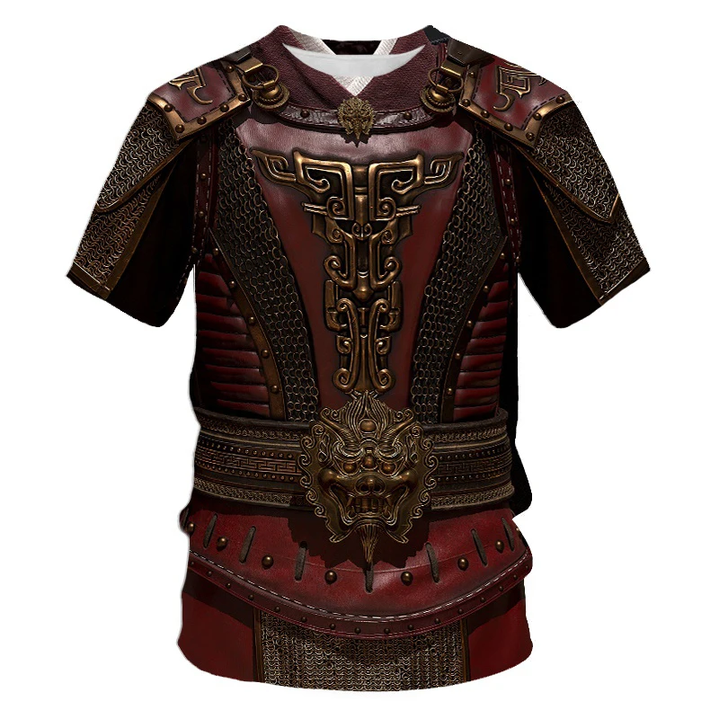 

New Medieval Armor Tshirts Men Metal 3D Print T Shirt Men's Casual Funny Round Neck Short-sleeved Vintage T-shirt XXS-6XL