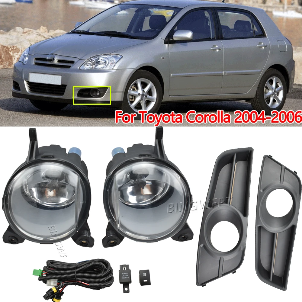 

Fog Lights Led For Toyota Corolla 2004-2006 European Version Fog Lamp Chrome Fog Light Cover Grill Bezel Cables Switch Headlight