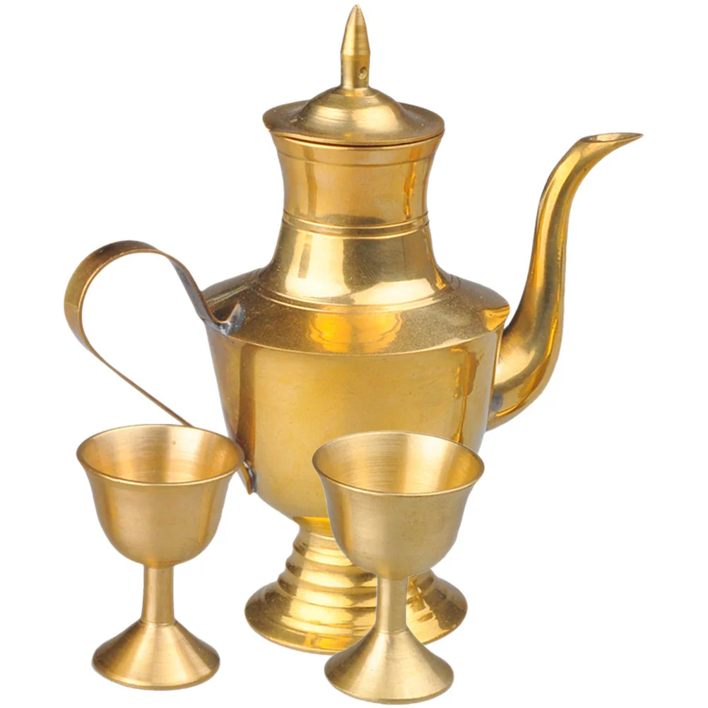 

1 Set Decorative Kettle Copper Cups Container Retro Spirits Cup Set