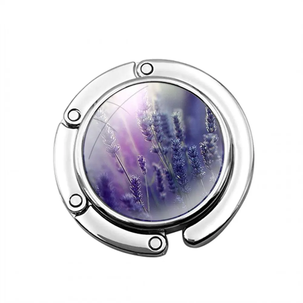 Tides Лавандовые поля фиолетовый цветок складной крючок для кошелька женского