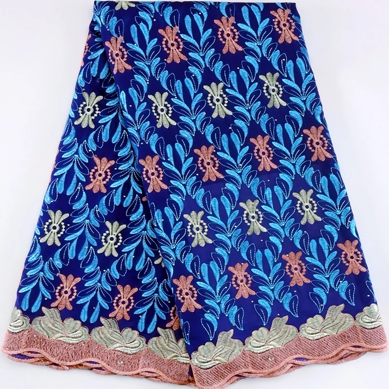 

Королевский синий африканский кружевной материал с камнями высокое качество 2023 швейцарская вуаль кружева в нигерийском стиле сухая хлопковая вуаль кружевная ткань для свадебного платья