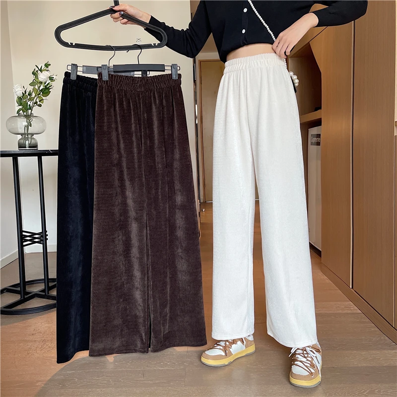 

Loose Women Corduroy Pants Elastic High Waist New Fall Straight Black Pants Casual Fashion Korean Female Trousers