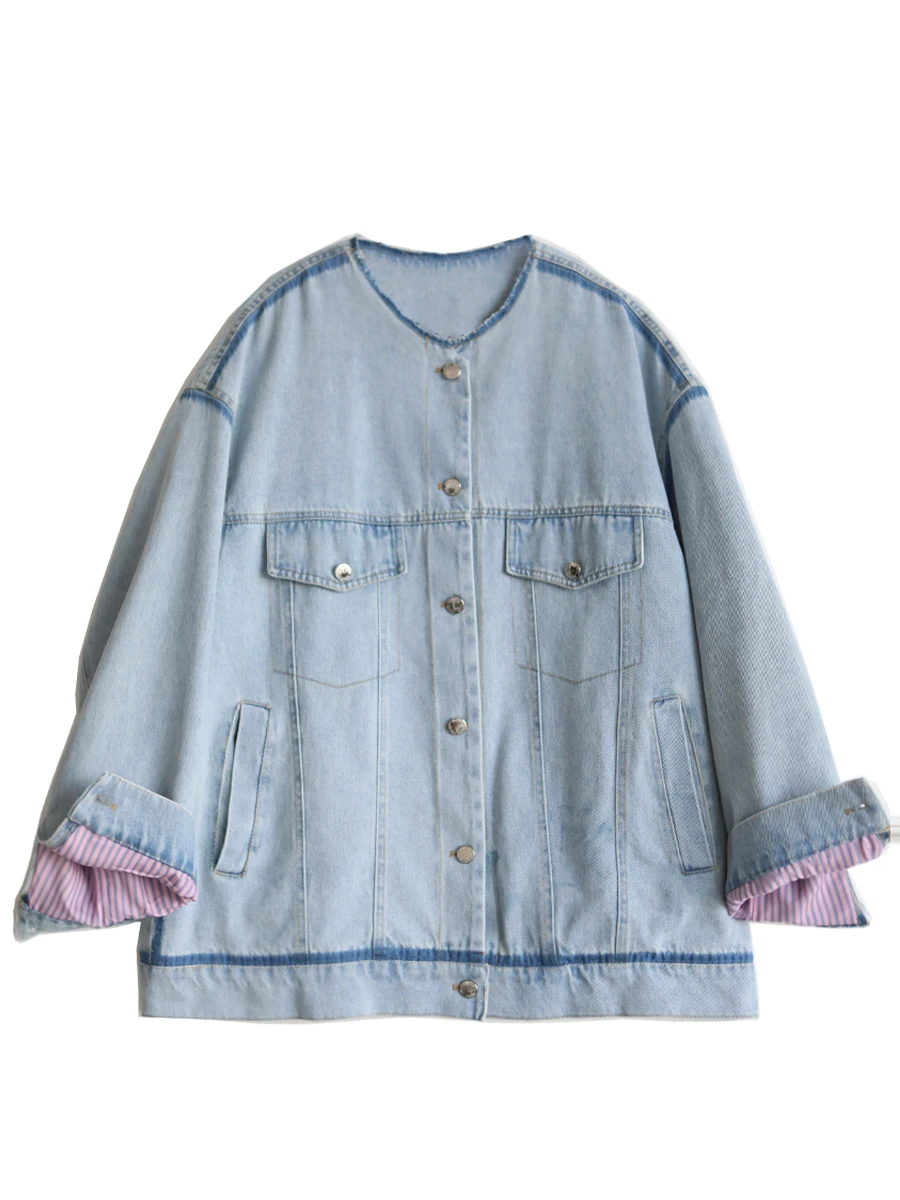 [Скидка 30% на новые товары .8] Весенняя новая свободная джинсовая куртка в полоску