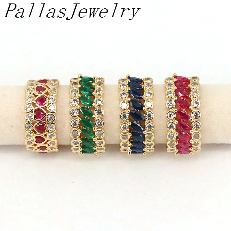 

5Pcs European CZ Crystal Rings for Women Copper Gold Plated Rings Adjustable Rings Fashion Jewelry Gifts