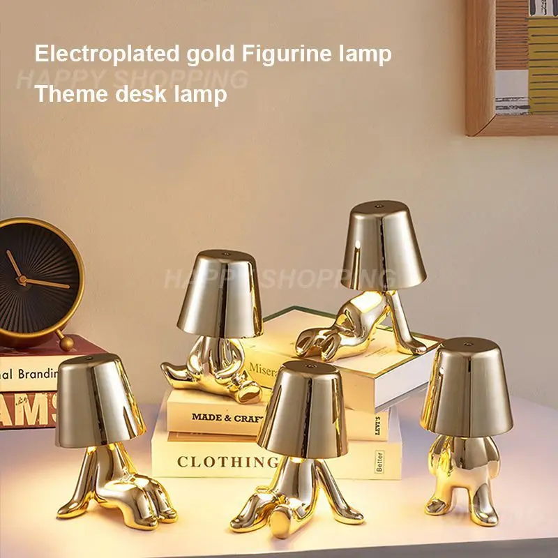 

Thinker Lamp 1pcs Coffee Bar Bedroom Room Decor Led 5v Usb Little Golden Man For Bedroom Bedside Table Decorative Lamp Creative