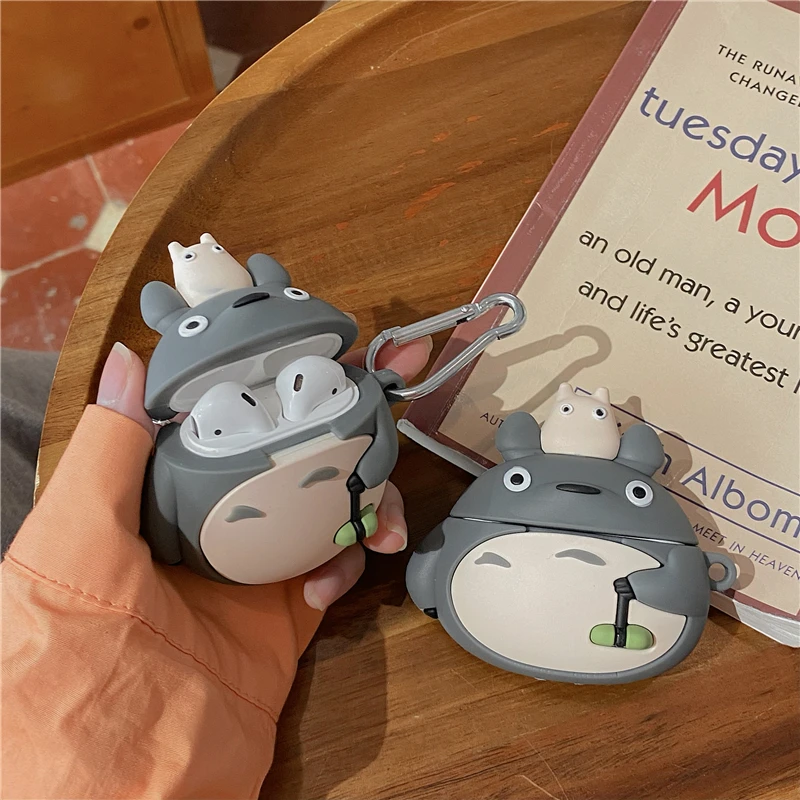 

3D Cartoon Cute Totoro No Face Man Mask Silicone Case for Airpods 1 2 3 Pro Bluetooth Earphone Headphone Box Protective Cover
