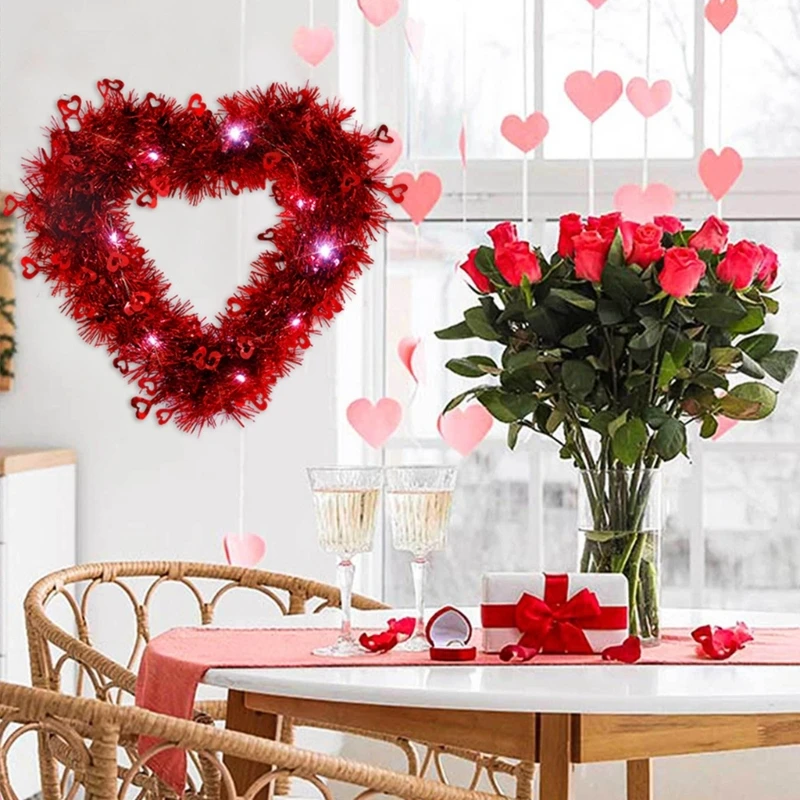 

Венки в форме сердца из металлической фольги, украшения для Дня Святого Валентина, настенные Висячие, для входной двери, свадебные принадлежности