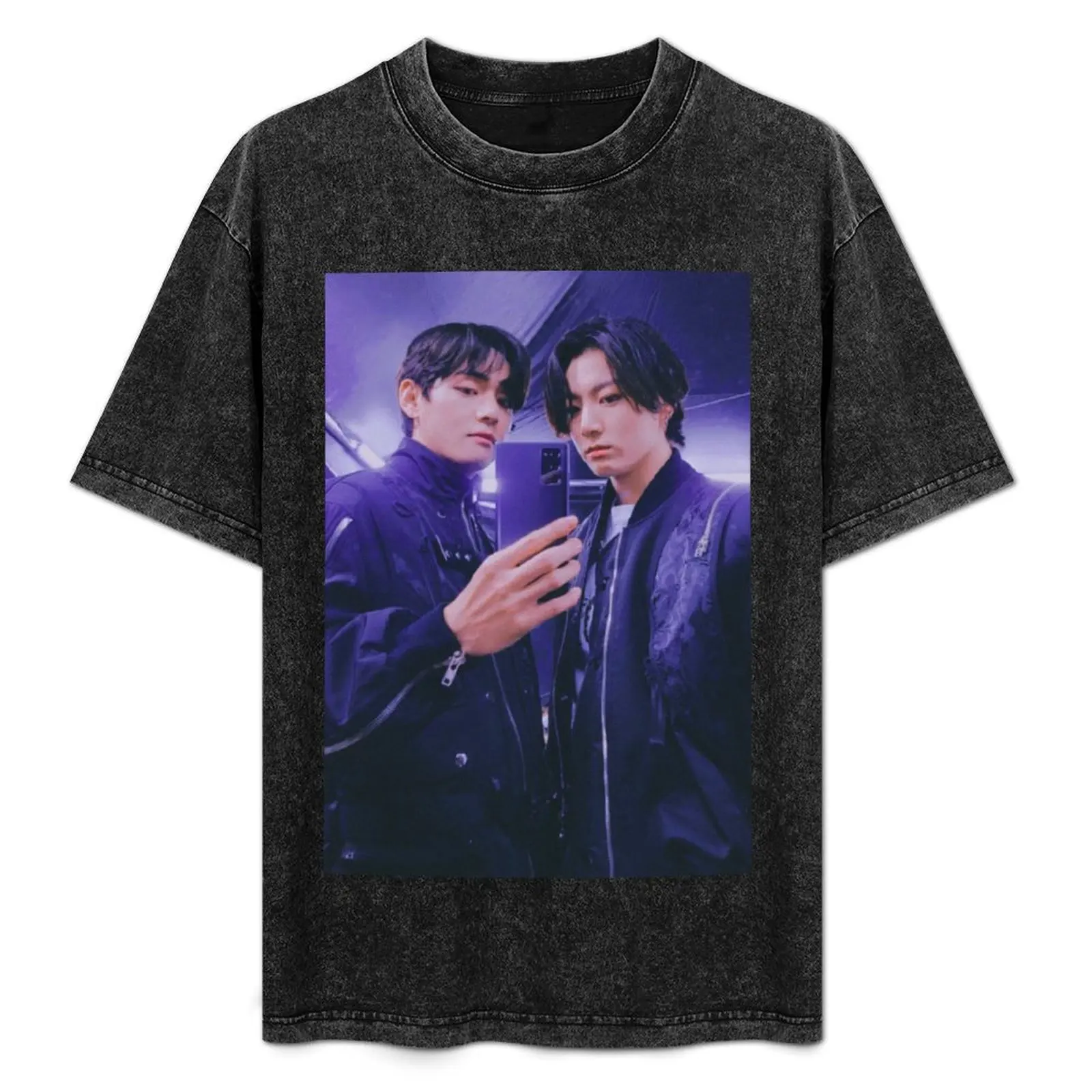 Мужская Винтажная Футболка VKook's selca с изображением новогодних трансляций