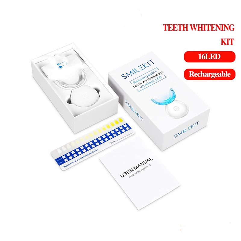 

New Teeth Whitening Kit 16LED Rechargeable Dental Whitening Effective Tooth 4pcs Gel Lamp Accelerator Bleaching Dentistry Tool