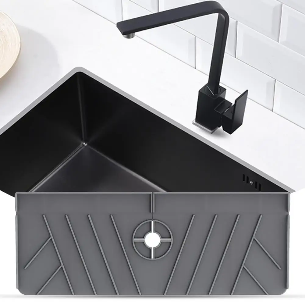 

Useful Sink Faucet Splash-proof Mat Drip Splash Guard Decor Silicone Faucet Drain Pad Clean Easily Kitchen Tools