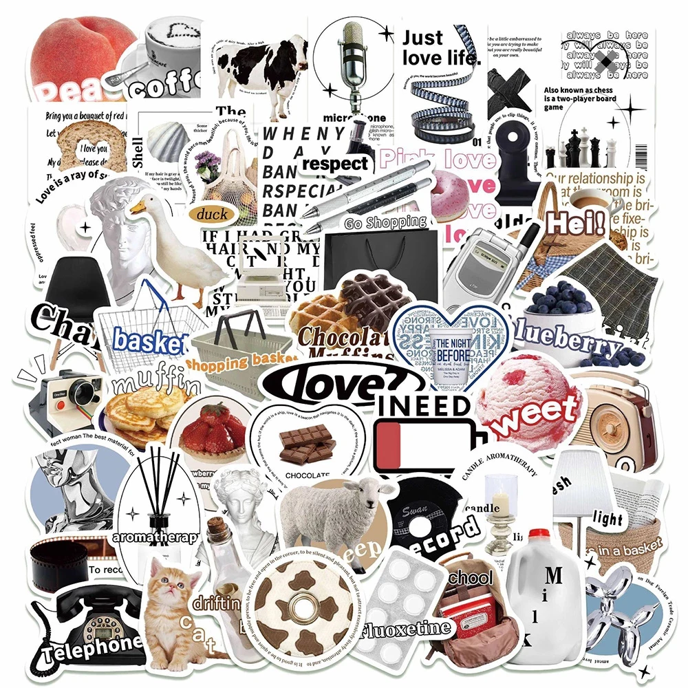 

10/30/55pcs Ins Style Cute Stickers Art Simple Decals Decoration DIY Phone Notebook Suitcase Laptop Fridge Wall Sticker Kid Toy