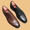 New Black Derby Shoes for Men Round Toe Lace-up Spring Autumn Brown Business Men's Formal Shoes Size 38-44 4