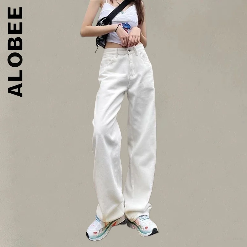 Свободные мешковатые женские джинсы Alobee с высокой талией, Y2k, джинсовые брюки для подростков, широкие брюки 2022 года, женские брюки большого р...