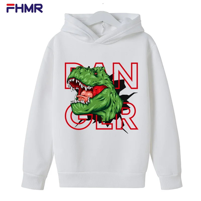 

2022 Cartoon Dinosaur Letter Print Hoodie Children Hooded Oversized Pullover Harajuku Warm Girl Kawaii Loose Street Sweater Boy