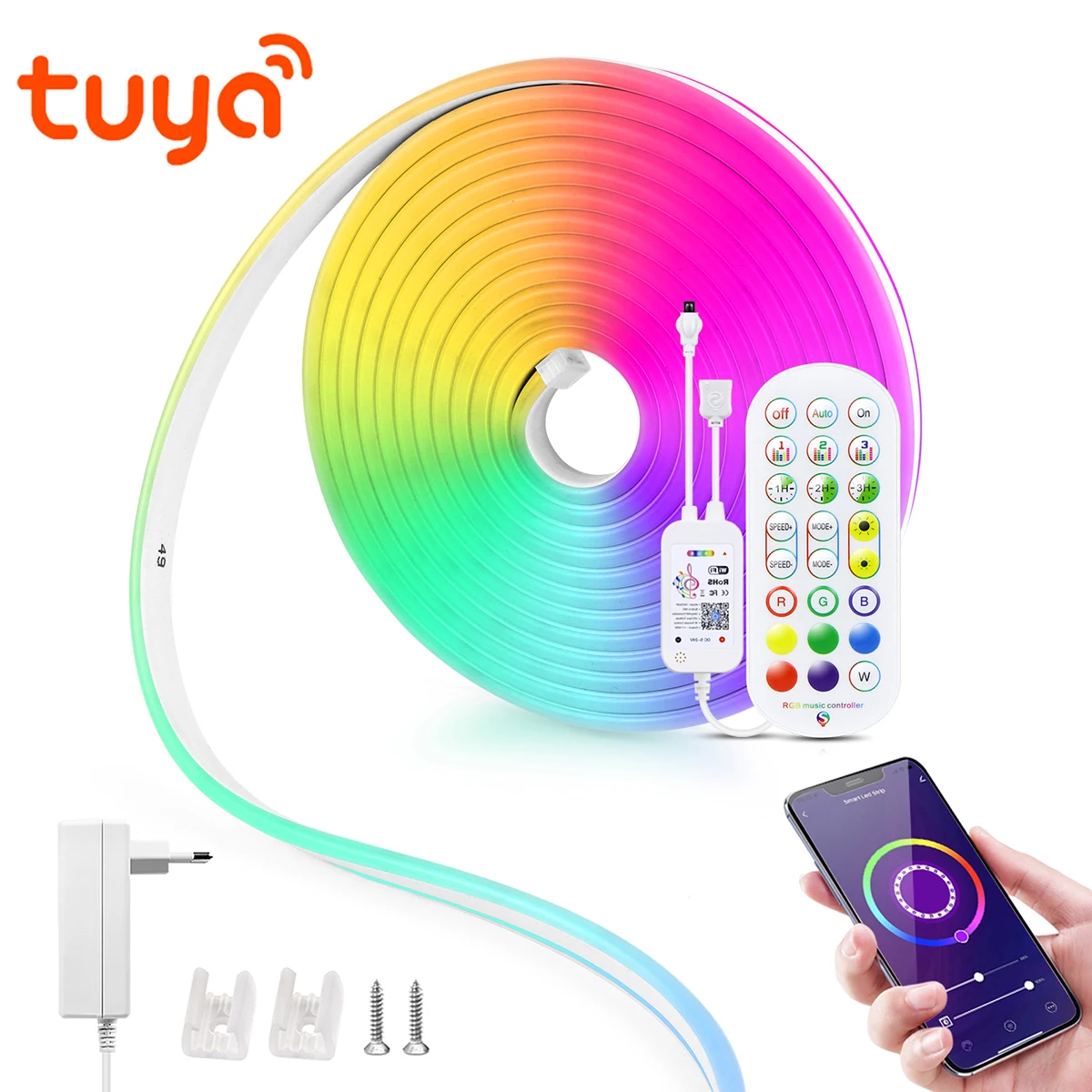 

DC12V/24V WiFi LED Strip 1M 2M 3M 4M 5M 10M RGB Neon Strip With Tuya Smart Life APP Work With Alexa Google For Decor Lighting