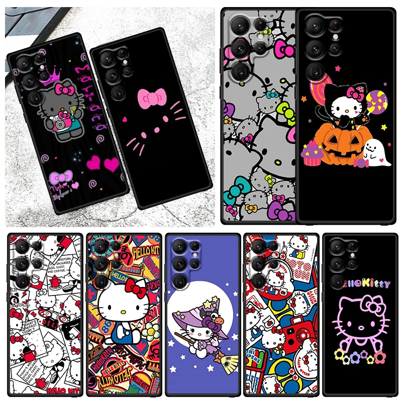 

Sanrio Hello Kitty Cartoon Phone Case For Samsung Galaxy S23 S22 S21 S20 FE S10 S10E S9 Plus Ultra Pro Lite 5G TPU Black Funda