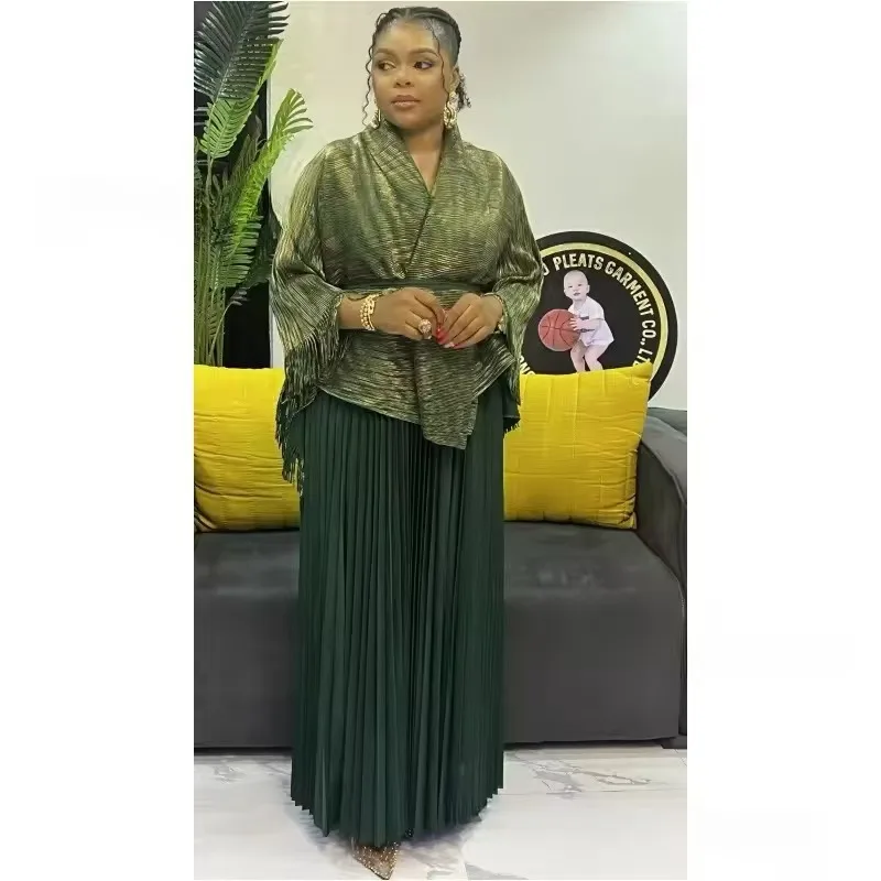 2024 плиссированный женский костюм Miyake новый модный топ на шнуровке с длинными