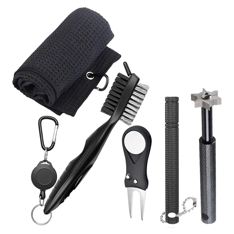 

New-Golf Club Cleaning Tool,Retractable Golf Club Brush & 2 Golf Club Groove Sharpener for U&V-Grooves,Golf Club Repair Tool