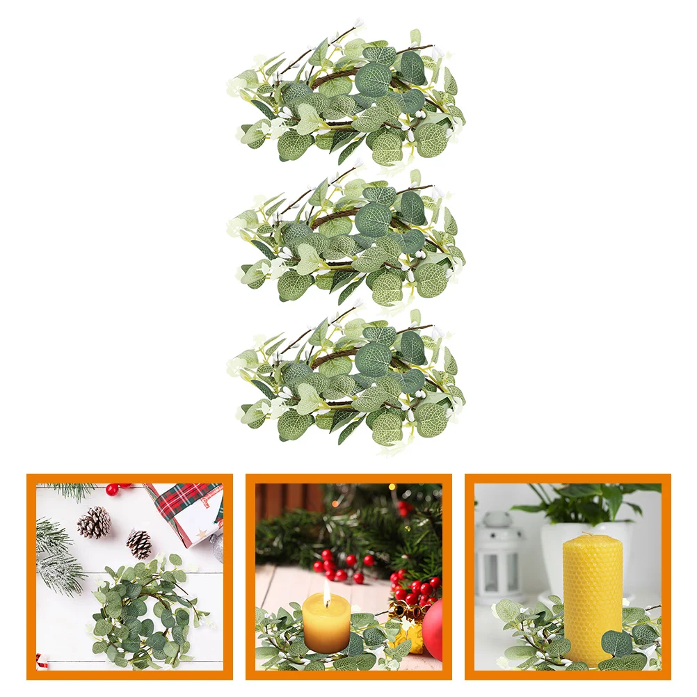 

3 Pcs Small Eucalyptus Wreath Artificial Leaves For Farmhouse Garlands Wreaths Rings
