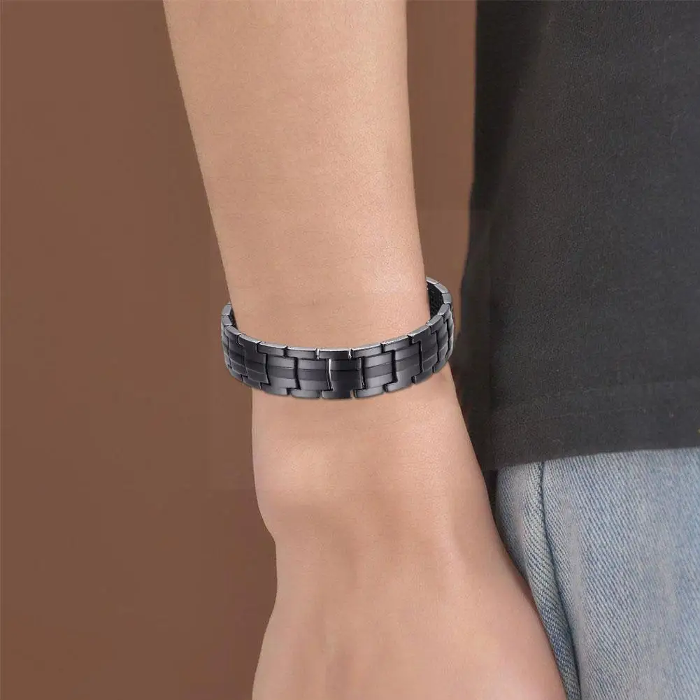 

Men Women Magnetic Bracelet Black Steel Power 4in1 Negative Germanium Therapy Bangles Wholesale Magnets Ions R6o7