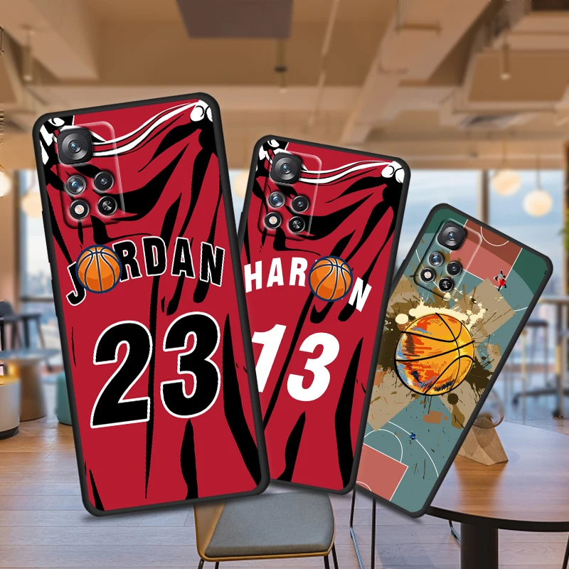 

Basketball number for Xiaomi Redmi Note 11 10 11T 10S 9 9S 8 7 5G 4G Soft Black Phone Case Fundas Coque Capa Cover