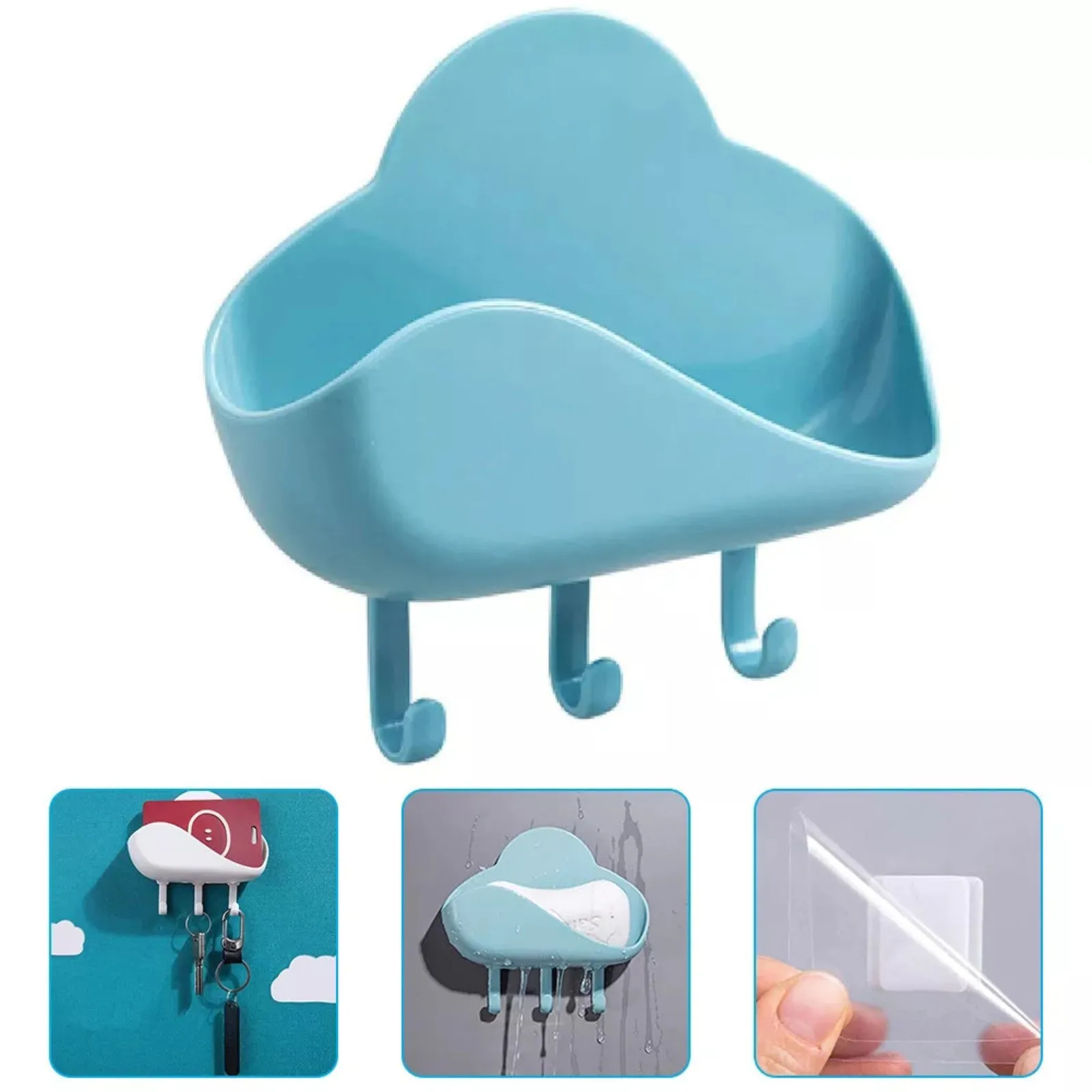 

Bathroom Organizer Cloud Shape Hooks Waterproof Adhesive Key Towel Spice Holders Wall Shelf Multifunctional Kitchen Storage