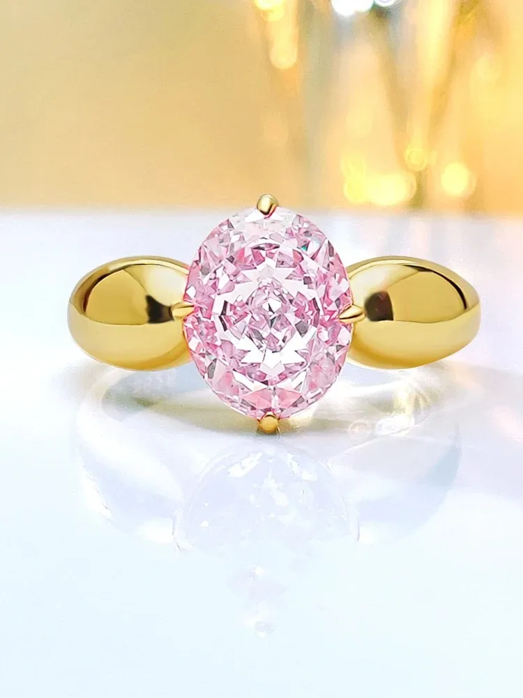 

Light Luxury 925 Silver Powder Diamond Plated Gold Ring Set with High Carbon Diamonds, Unique Design, Versatile