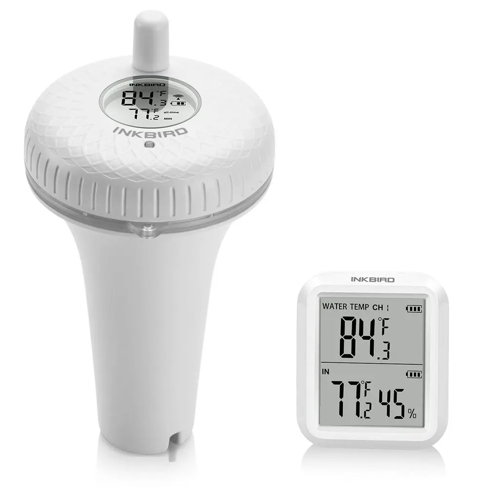 

Wireless Pool Thermometer and Receiver Set, Upgraded version of IBS-P01R White Floating Thermometer