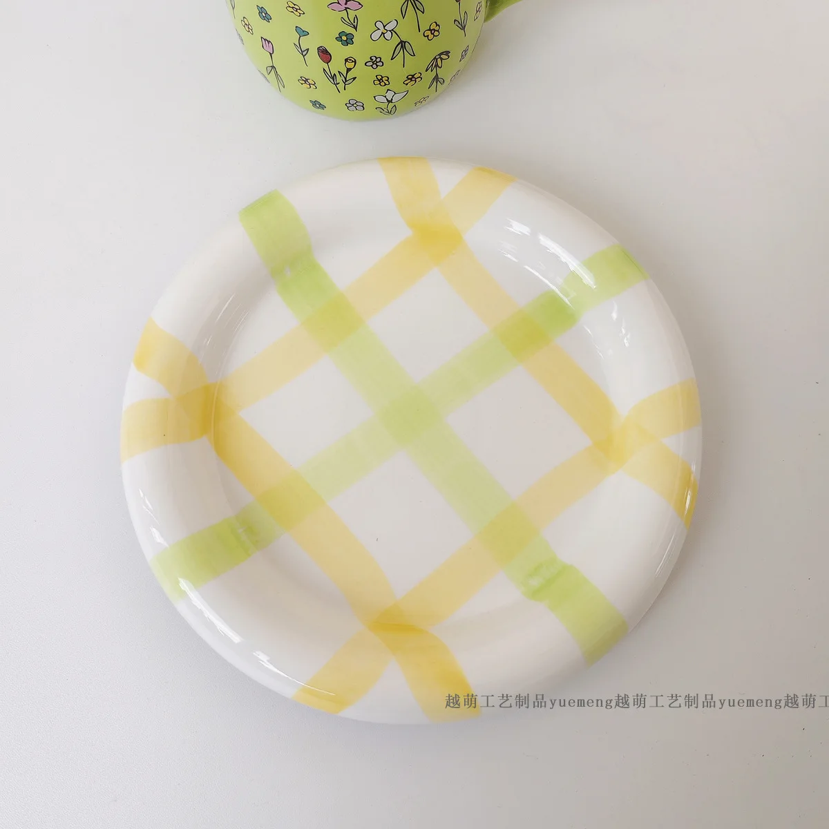 

INS Wind High Beauty Stripe Wave Dot Under Glaze Керамическая тарелка Dudu Десертная тарелка Корейский набор для завтрака VLOG Тарелка Обеденный набор