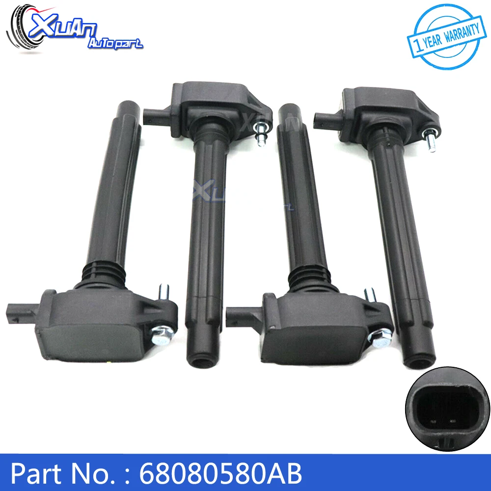 

XUAN Ignition Coil 68080580AB For Chrysler 200 Dodge Dart Fiat 500X for Jeep Cherokee Renegade Ram ProMaster City 2.4L UF754