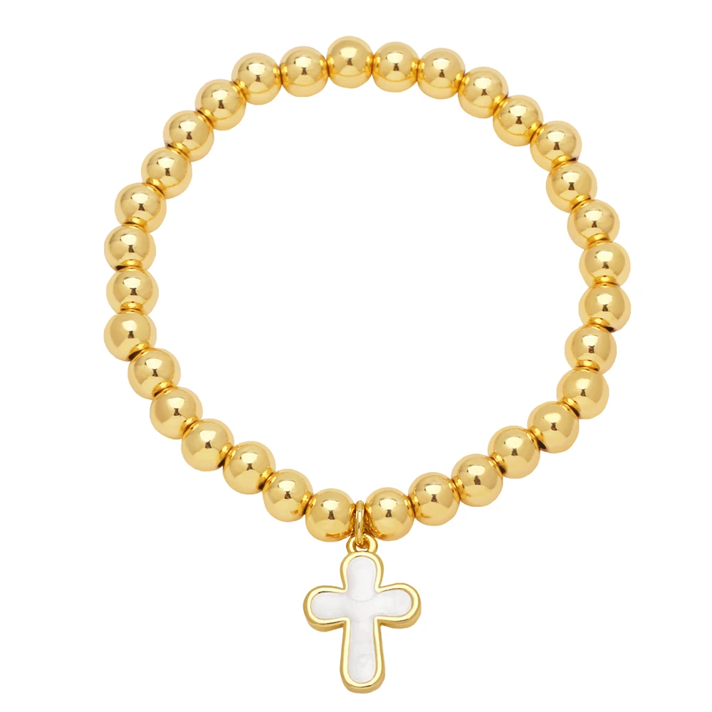 FLOLA простые позолоченные браслеты Newlyn с крестом для женщин цепочка из бисера