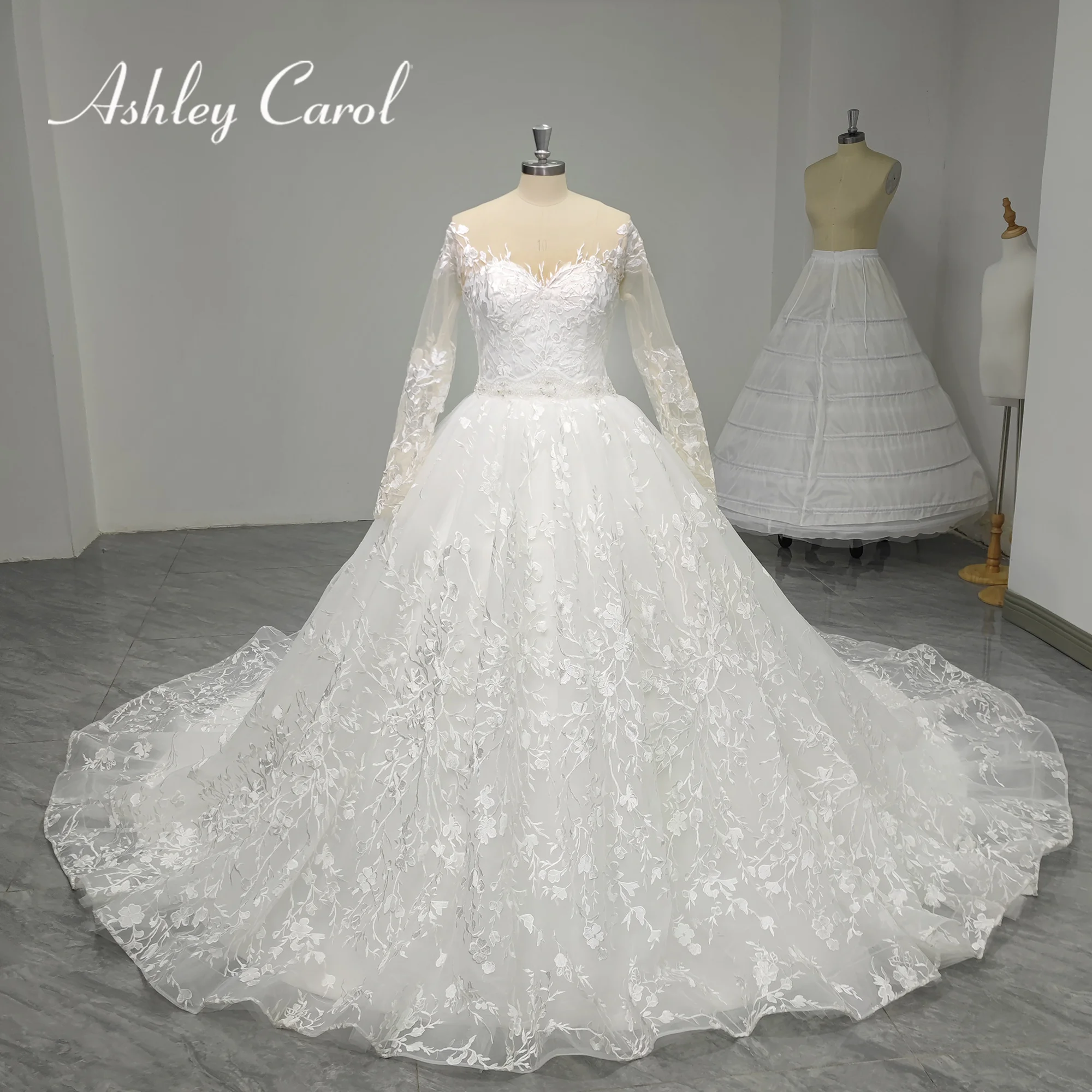 

Свадебное платье с длинным рукавом Эшли Карол 2023 реальные фотографии бальное платье с вышивкой Милое Свадебное платье феи Vestidos De Novia