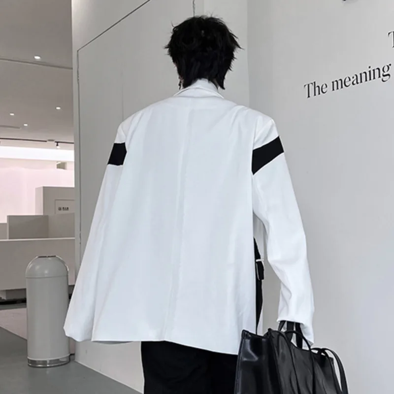 Мужской однобортный Блейзер с лацканами разных цветов в Корейском стиле