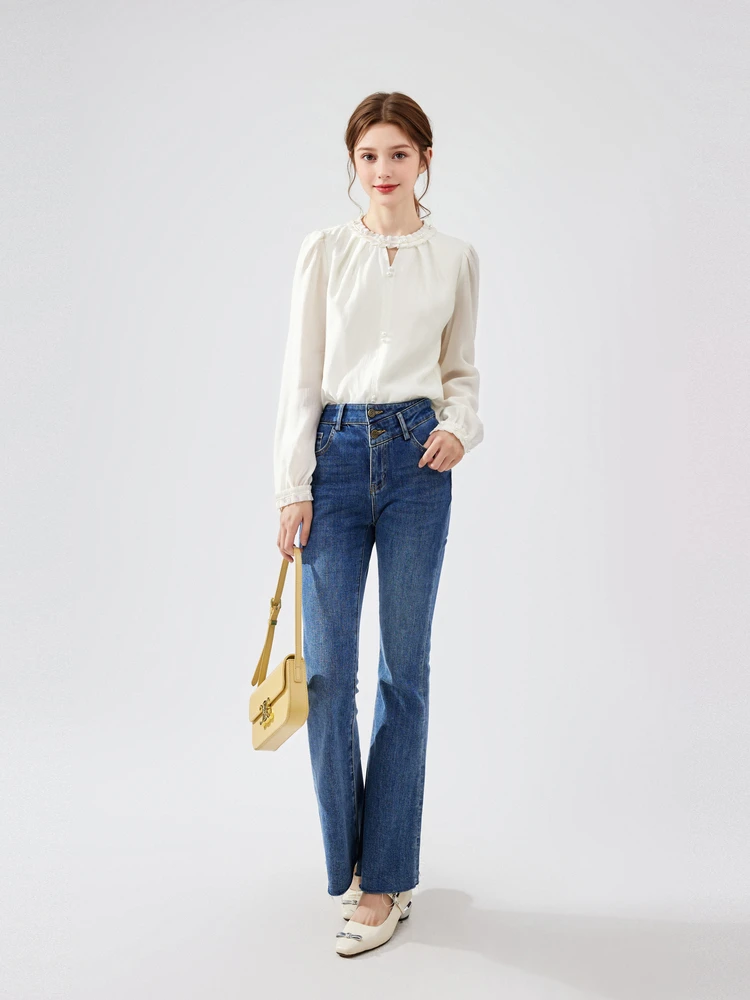 Qiushuiren элегантная шифоновая рубашка во французском стиле осень 2024 новая женская