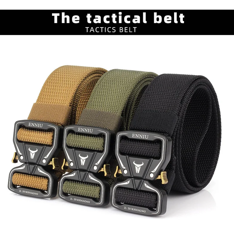 Men Tactical Belt Alloy Buckle Male Waistband Leisure Belt Quick Release Quick Dry Elastic For Fishing Hunting Multi Function