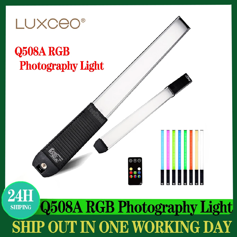 

LUXCEO Q508A RGB Led Video Light Wand Tube Photography Lamp Remote Control 8 Color 3000K-5750K Photo Lighting For Youtube TikTok