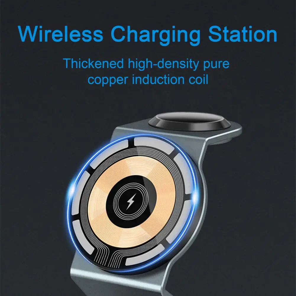 Wireless Charger Compact Wireless Charger Compact Size Magnetic Wireless Charger Fast Charging Station for Phone Watch Earphones