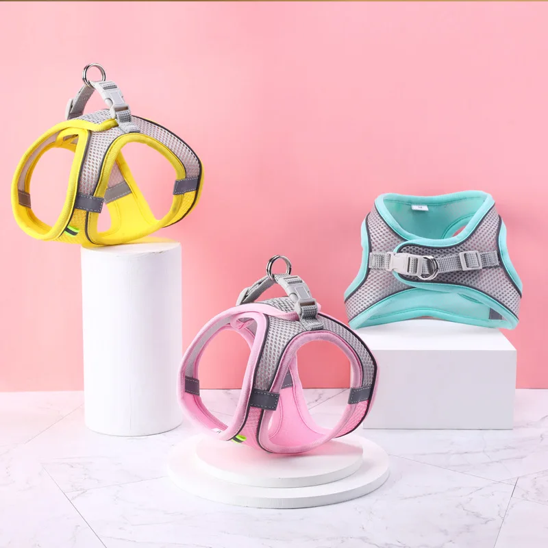 

Dogs Cat Outdoor Walking Lead Leash Dog Cat Reflective Adjustable Mesh Vest Puppy Accessories Harness Leash Set for Small Dog