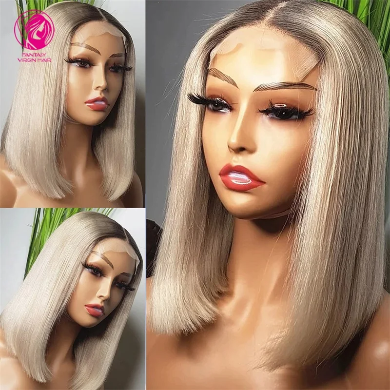 

Highlight Ash Blonde 13*4 Lace Front Wig 100% Human Hair Ombre 613 Blonde Short Bob Full Lace Human Hair Wig For Women