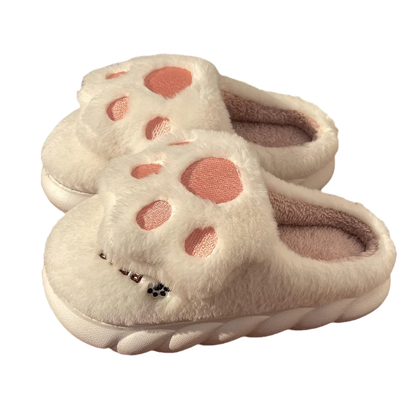 Cute Cat Claw Cotton Slippers Winter Women Non Slip Indoor Household Warm Lovely Rabbit Cow Frog Funny Animal Plush Slippers