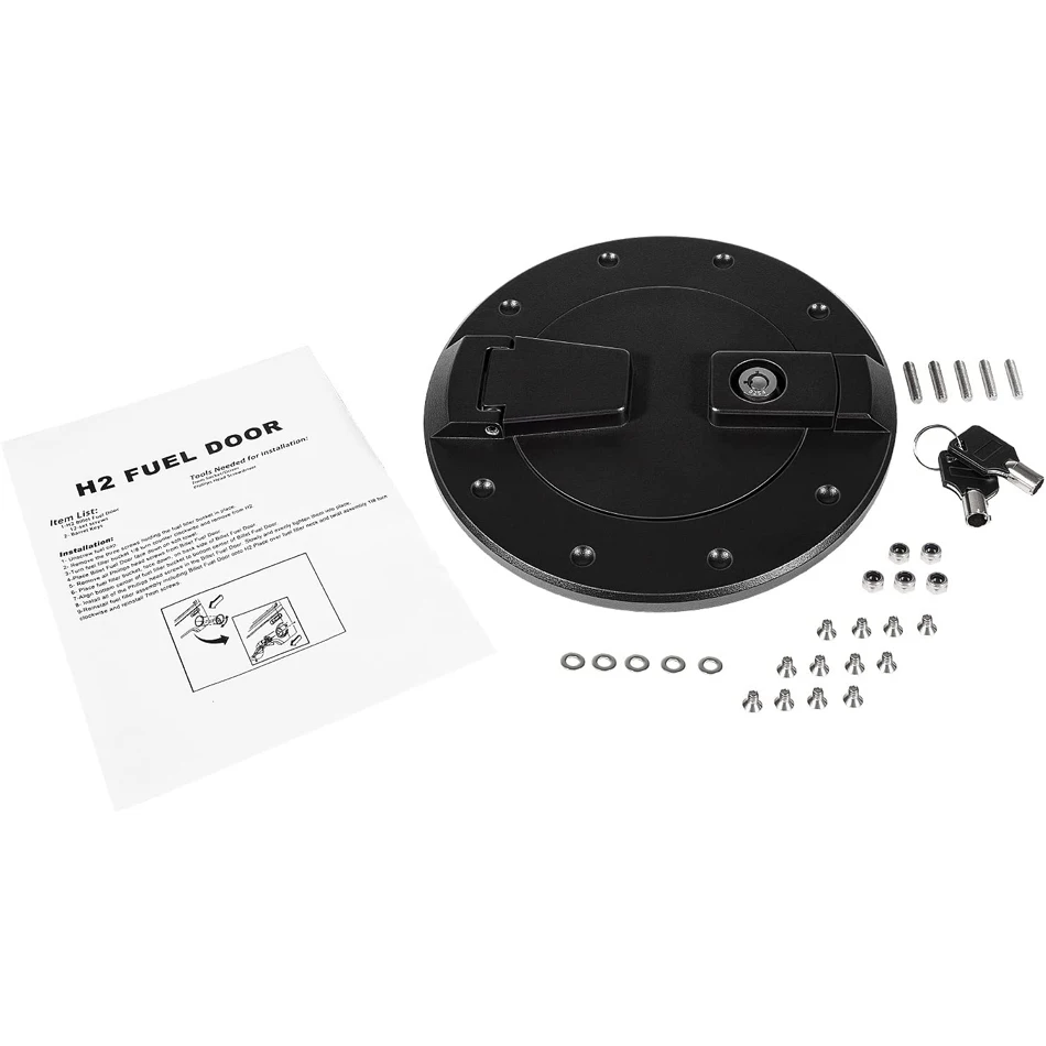 

Сверхмощная алюминиевая крышка для замка топливной двери, крышка для бензобака, подходит для Hummer H2 2003-2009, хромированные/черные внешние аксессуары