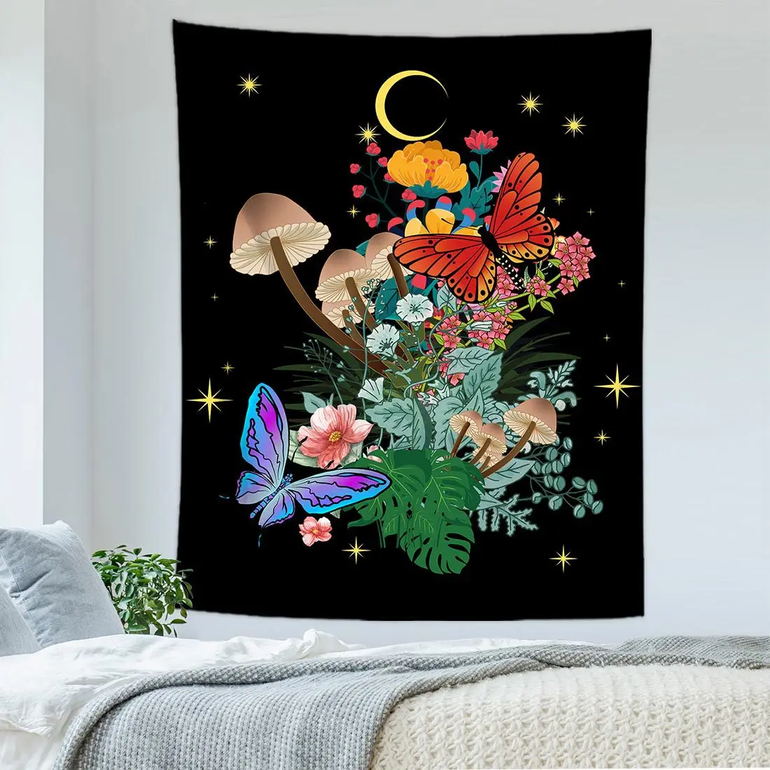 макраме декор на стену гобелен комнаты Гобелен с изображением гриба настенное